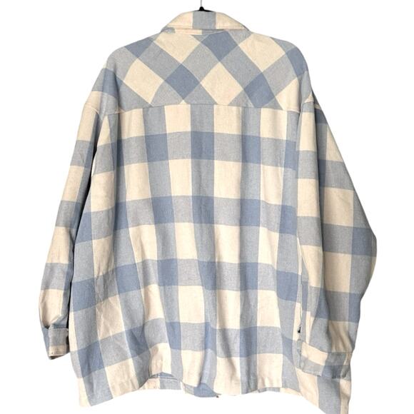 HFX Long Sleeve Plaid Flannel Shacket Women's XXL Buffalo Plaid Blue White - Picture 2 of 6